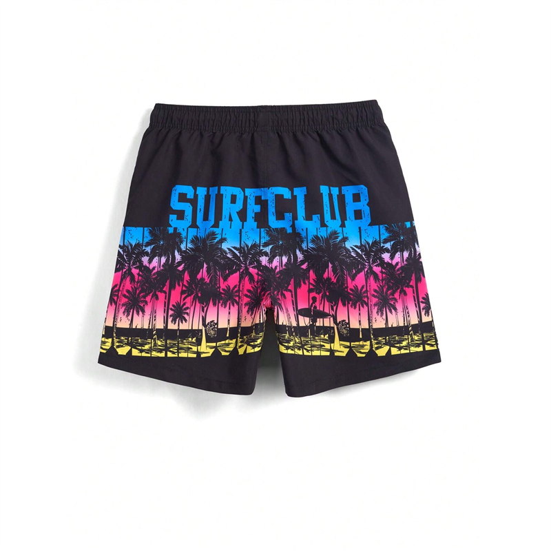 Coconut Tree Pattern Beach Shorts For Men Fishbone 3D Printed Swim Trunks Summer Street Surf Board Shorts Vacation Short Pants_voghion.com