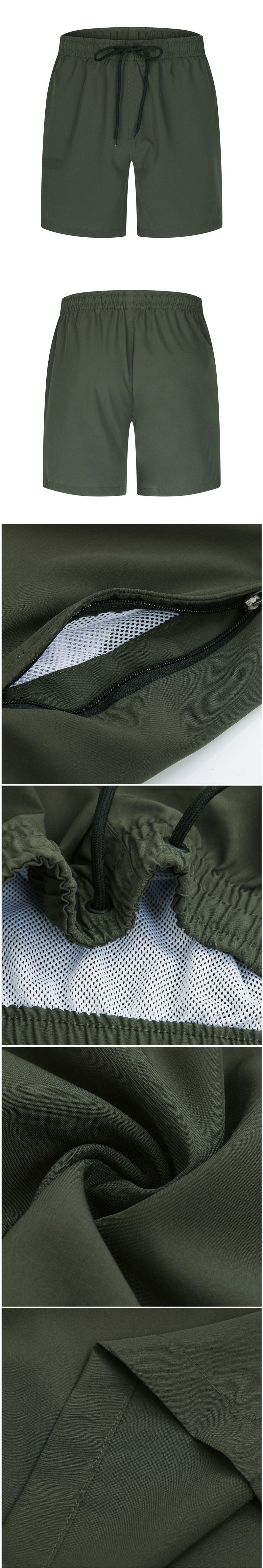 Férfi ruházat Nagy méretű cipzáras zsebes sport hétköznapi rövidnadrágok Férfi egyszínű kétrétegű fűzős strandnadrág Otthoni nadrág_voghion.com