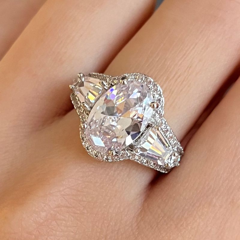 Cao Shi Neue Platin-Beschichtung Mode Damen Licht Luxus Nischen Stil Bunte Edelstein Ei-förmigen Zirkon Ring Für Frauen_voghion.com