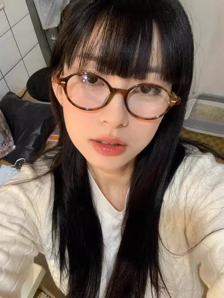 Fashion Korea Retro Oval Frame for Women Lovely Ins No Makeup Plain Y2K Eyewear Cute Decorative Computer Glasses_voghion.com