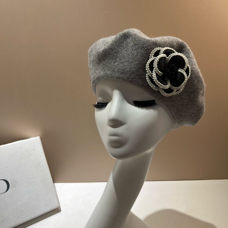 Berretto in lana per adulti, stile francese, piccolo, profumato, stile camelia, artista, moda, semplice, versatile, cappello ottagonale_voghion.com