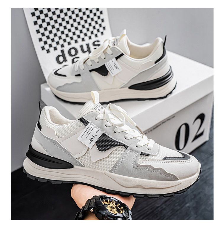 Herbst Neue atmungsaktive Mesh-Sportschuhe für Herren Trendy Vielseitige Laufschuhe Lässige Dad Sneakers mit dicken Sohlen_voghion.com