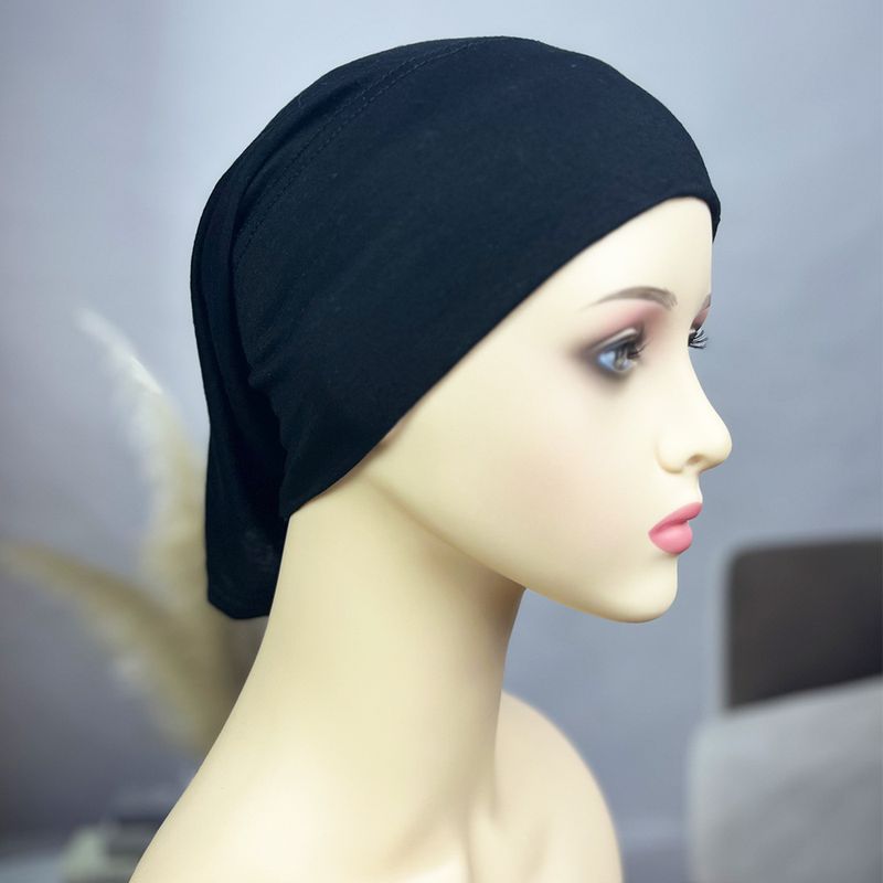 Cappello da donna Hijab in cotone modal con due estremità attraverso un foulard da donna traspirante e confortevole in tinta unita_voghion.com