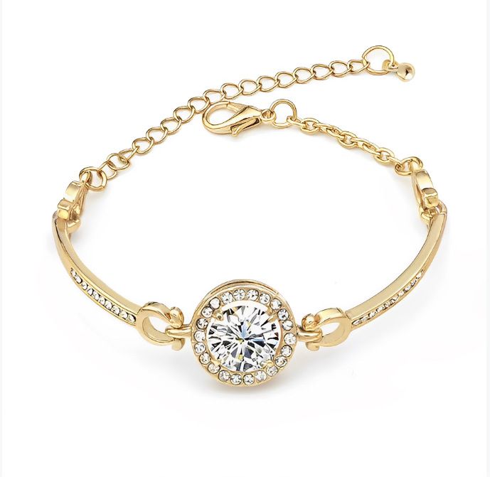 Braccialetto elegante all'ingrosso con zirconi di cristallo per donne, nuovo stile coreano per studenti, con cuori semplici intarsiati e otto frecce_voghion.com