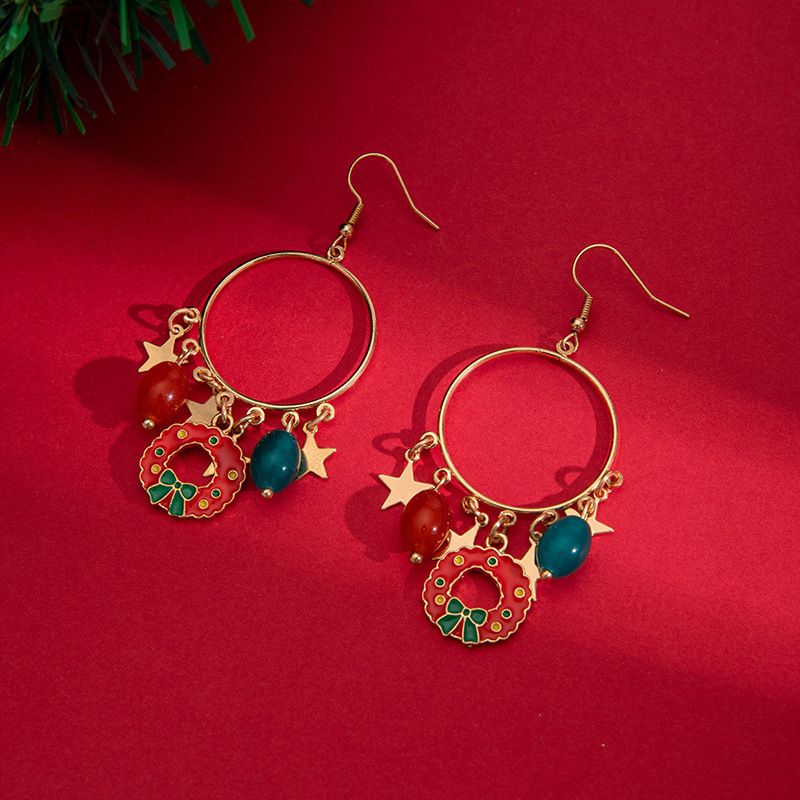 Simple Niche Design Colorful Bell Beaded Christmas Earrings_voghion.com