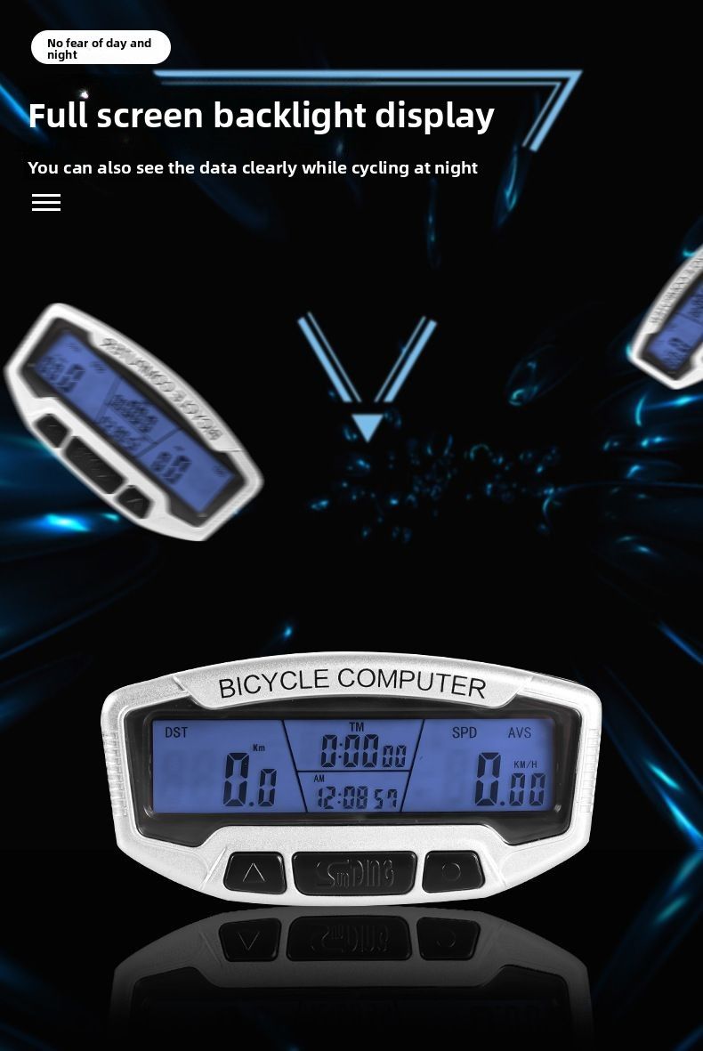 Shundong SD-558A Mountainbike-Computer mit großem Bildschirm und blauem Nachtlicht-Fahrradtachometer_voghion.com