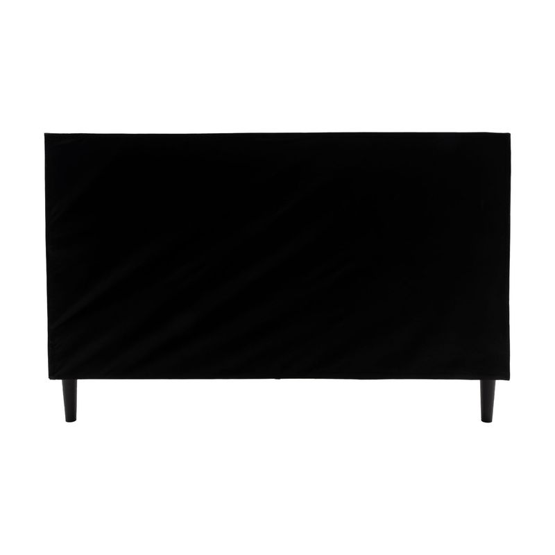 Queen Size Wood Slat Bed Frame 800 Lbs Capacity With PU Leather Headboard_voghion.com