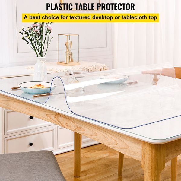 Plastic Table Cover 36 X 60 Inch, 1.5 Mm Thick Clear Table Protector, Rectangle Clear Desk Mat, Waterproof & Easy Cleaning For Office Dresser N_voghion.com