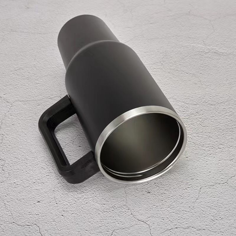Gobelet de voiture unisexe grande capacité, gobelet à glace en acier inoxydable, gobelet isolant avec paille, gobelet à poignée pratique_voghion.com