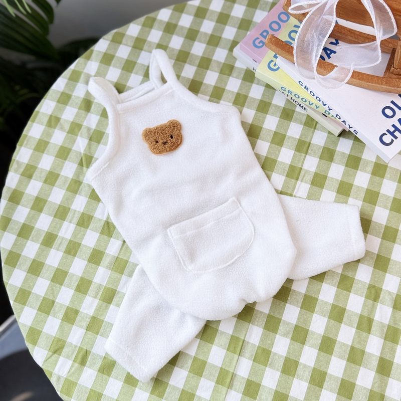 Universal White Style For Cats Dogs, Spring Summer 3D Bear Pattern, Fleece Fabric, Pocket Design, Skin-Friendly And_voghion.com