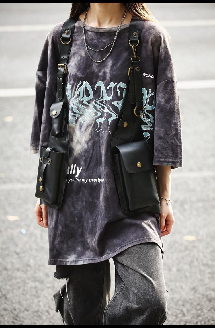Hip Hop Retro Outdoor Trendy Brand Multifunctional Vest Bag_voghion.com