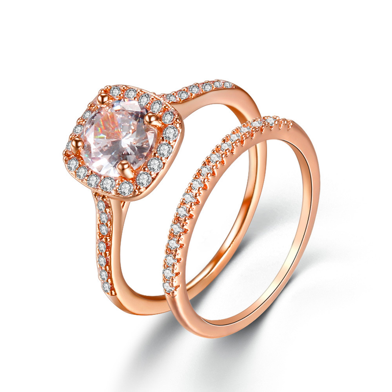 Anello da donna con micro pavé di zirconi, anello combinato di alta qualità e molto popolare_voghion.com