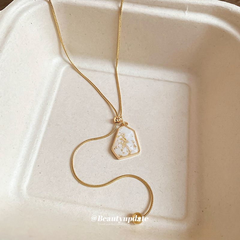 Echtes Gold Galvanisierte Unregelmäßige Geometrische Halskette, Weibliche Nische, High-end, Modische Pullover Kette, Französisch Licht_voghion.com