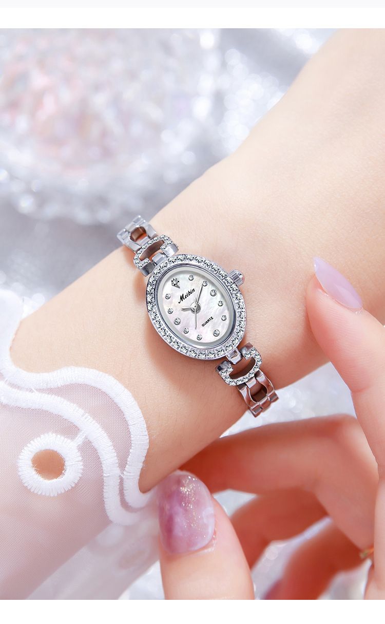 Meibin nuova serie di braccialetti di gioielli originali da donna, orologio versatile in madreperla con diamanti, piccola piastra, orologio al quarzo impermeabile_voghion.com