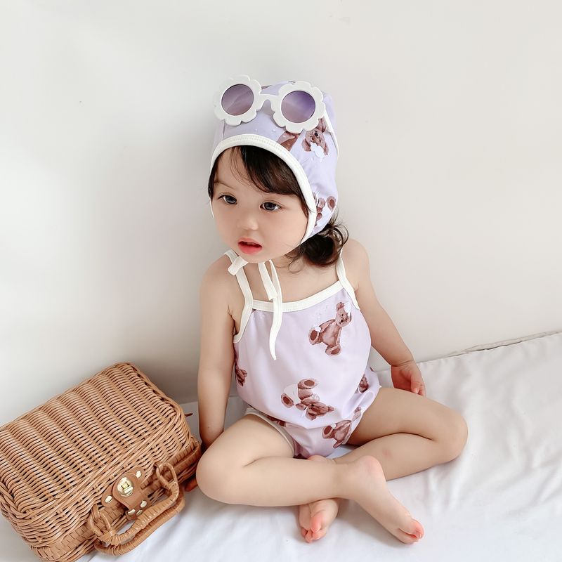 Maillot de bain une pièce pour bébé fille, mignon, triangle, escalade, nouvelle collection coréenne chinoise chic 2024_voghion.com