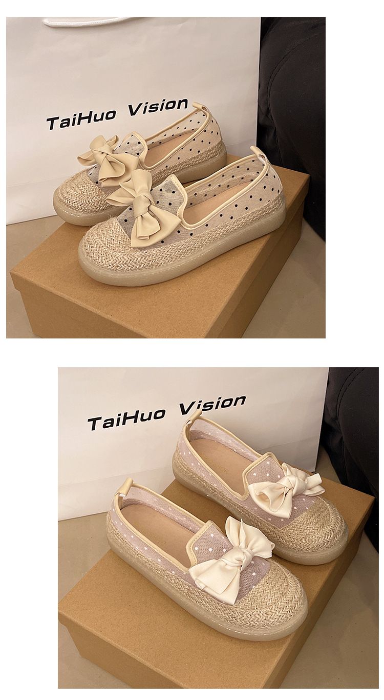 Evening Wind Single Shoes Women's Spring One-pedal Loafer Fisherman Shoes Thick-soled Breathable Mesh Doudou Shoes_voghion.com
