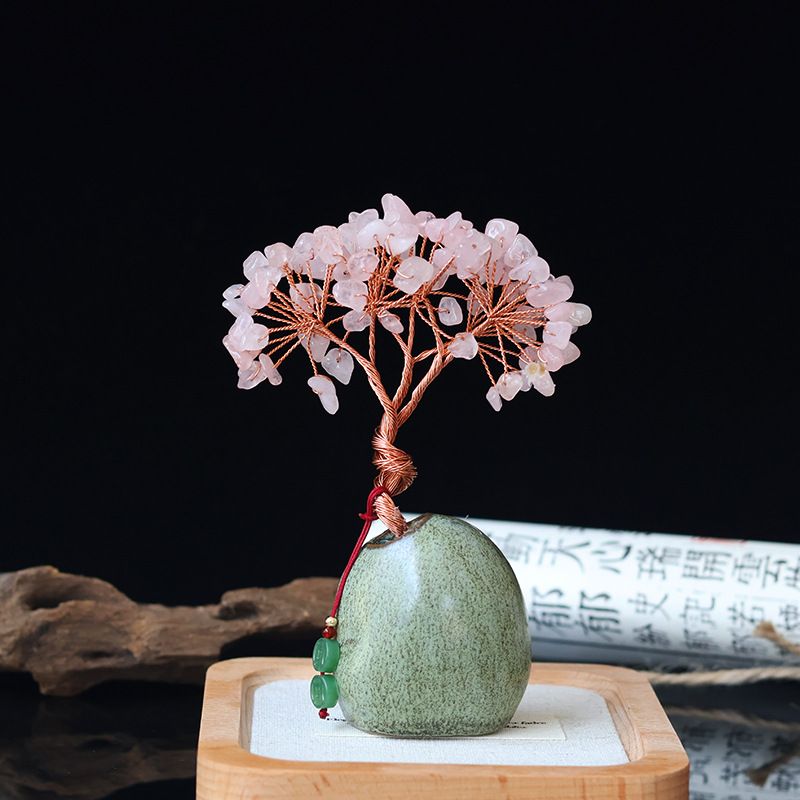 Arbre de la Fortune en Cristal Jaune, Ornement Feng Shui pour Bureau ou Table à Thé, Petit Cadeau Vintage_voghion.com