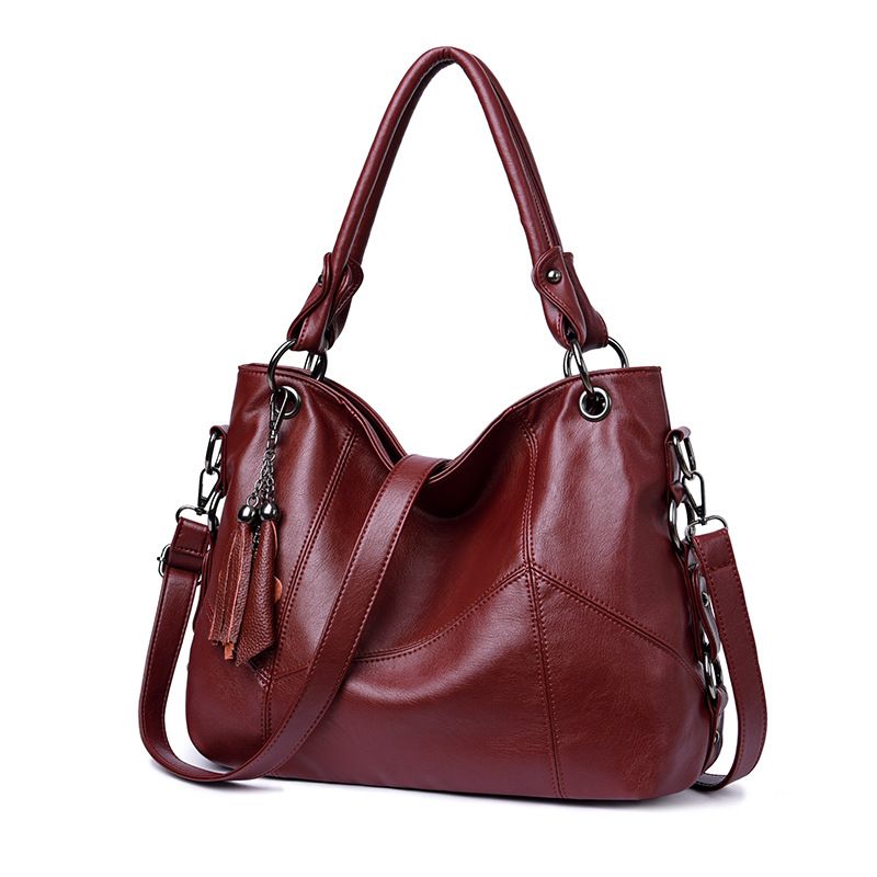 Borsa versatile da donna alla moda per la mamma, elegante borsa a mano con nappe in morbida pelle di grande capacità per persone di mezza età e anziane_voghion.com
