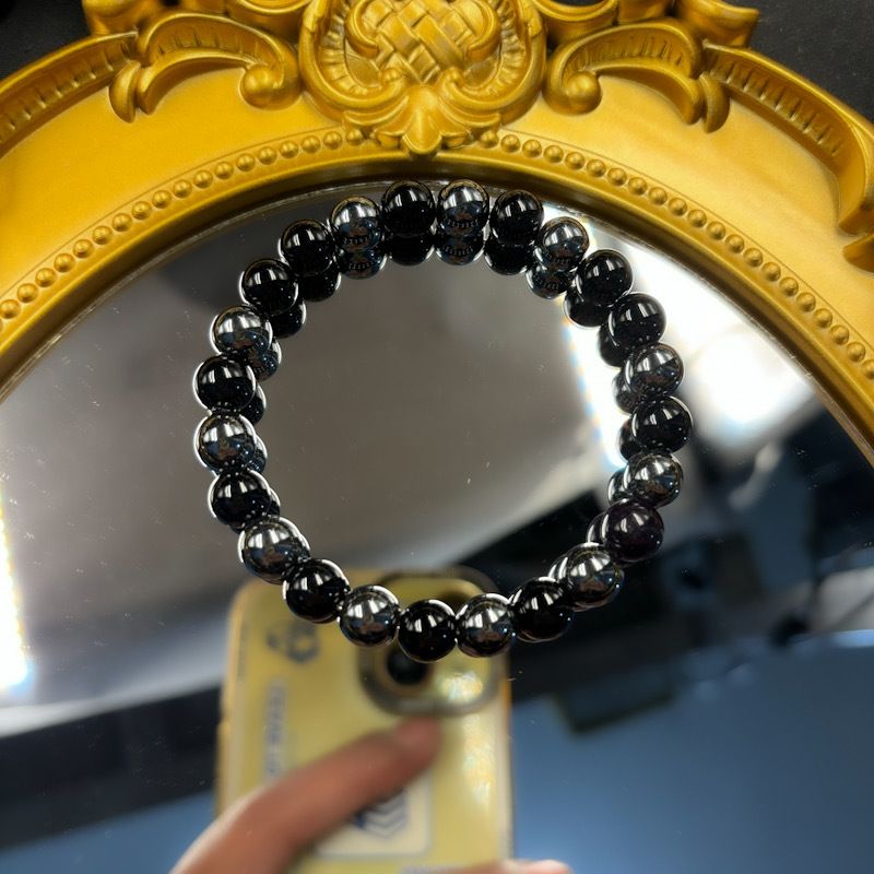 Erinnerungsarmband – Heilschmuck aus Obsidian- und Hämatitperlen, verstellbare elastische Schnur zum Schutz und zur Erdung_voghion.com