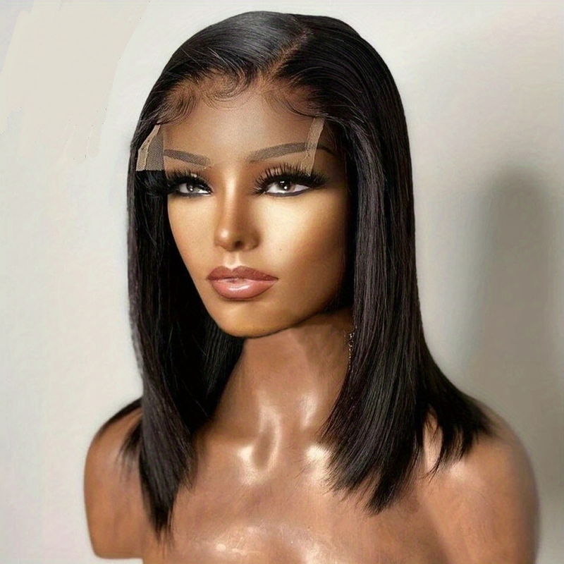 180% densidade 4*4 frente do laço peruca de cabelo humano 8-16 Polegada curto bob peruca brasileira perucas de cabelo humano pré-arrancado cor natural perucas dianteiras do laço do cabelo humano_voghion.com