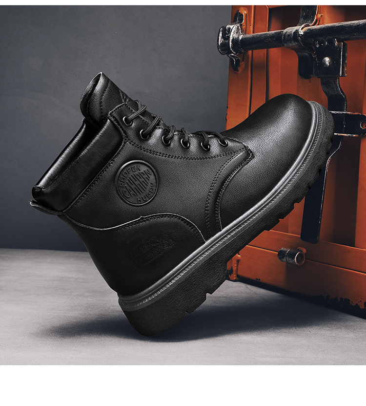 Motorcycle Boots, Steel Toe, Labor Protection Safety Shoes, Military Boots, Construction Site Rhubarb Boots_voghion.com