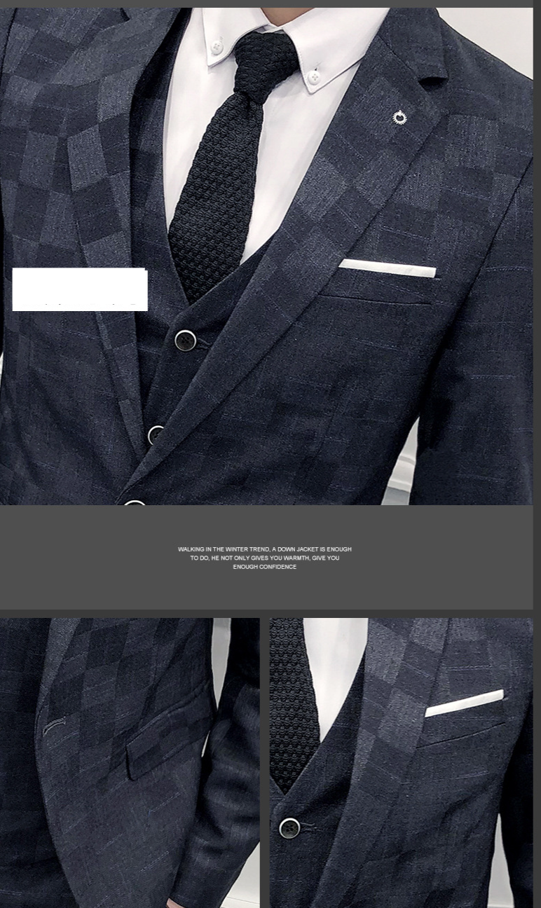 Men's Clothing 2024 New Men's Three-Piece Plaid Suit Men's Suit Plaid Suit Suit Men's Suit Three-Piece Suit_voghion.com