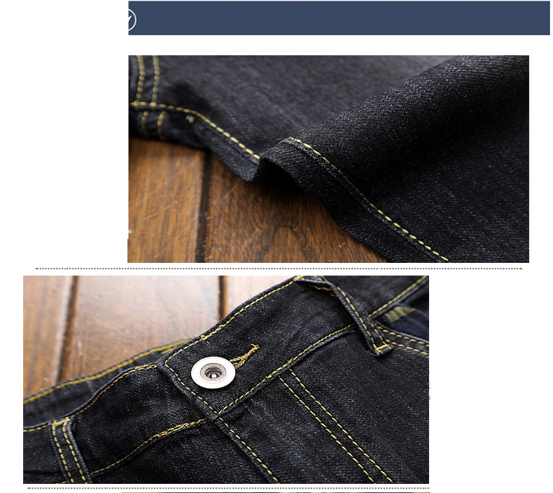 Herrenbekleidung Hipster Sommerjeans Herren Cropped Hose Bestickte Schwarze Stretch Slim Straight Mid-Length Hose_voghion.com