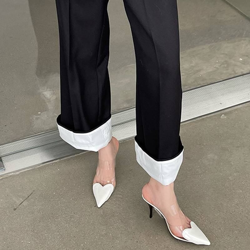 Ladies new pointed shallow mouth love stitching PVC high heel sandals_voghion.com