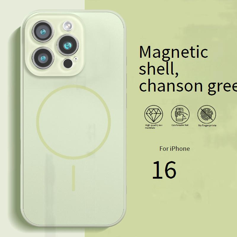 Telefonhüllen-Abdeckungen, anwendbar auf Mobiltelefonhülle Flüssigmagnetkristalllinsenring iPhone15 Feste Farbe Anti-Fall-Hartschale_voghion.com