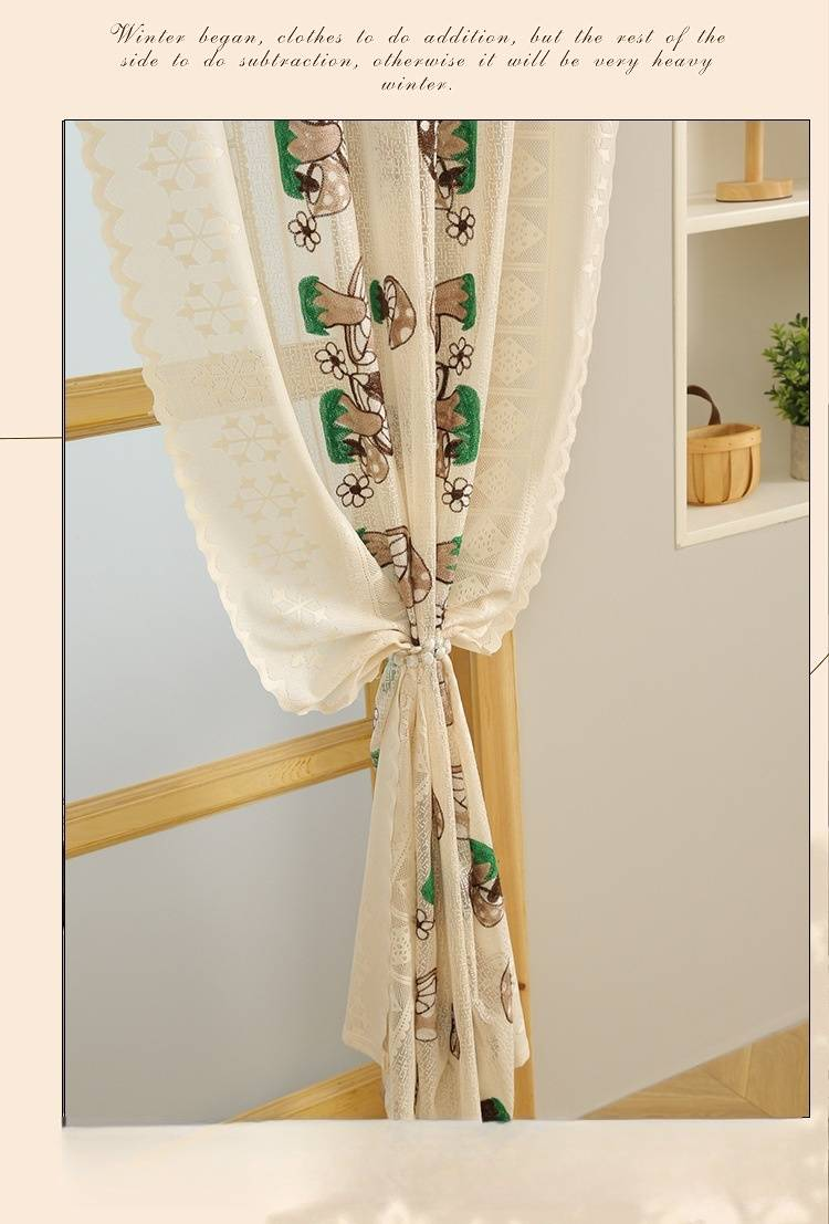 Tende trasparenti ricamate a farfalla in stile francese - Tende in voile color crema per camera da letto e soggiorno (filtrano la luce, elegante decorazione per la casa)_voghion.com