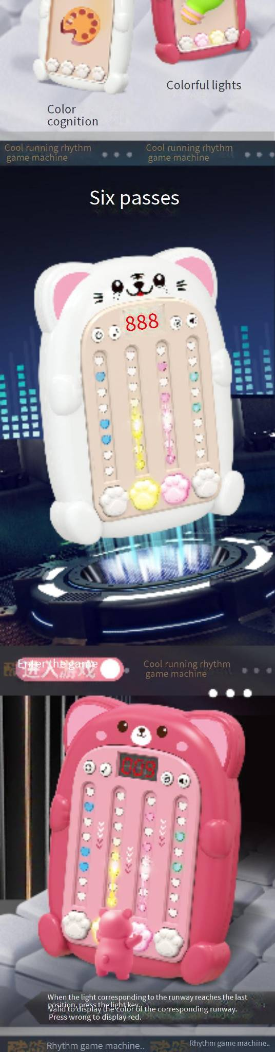 Herní konzole, ruční hudební konzole, lámání úrovní, dekompresní puzzle, dětská rychlá a klikací hudební hračka pro rané vzdělávání_voghion.com