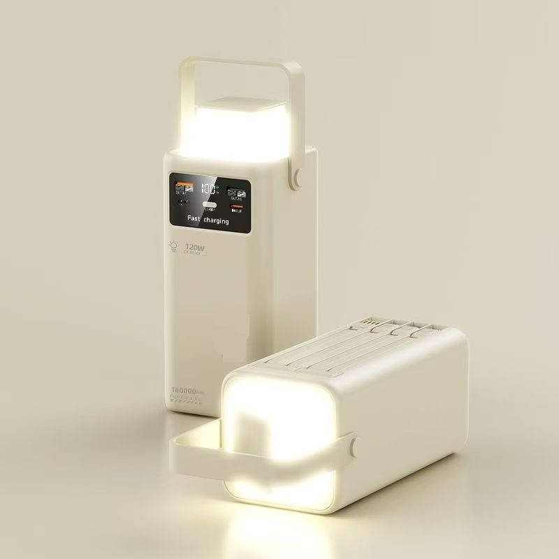 Powerbank Live Broadcast Udendørs Campinglampe Med Indbygget Ledning 160000 mAh Powerbank Stor Kapacitet Hurtig Opladning Mobil Strøm_voghion.com