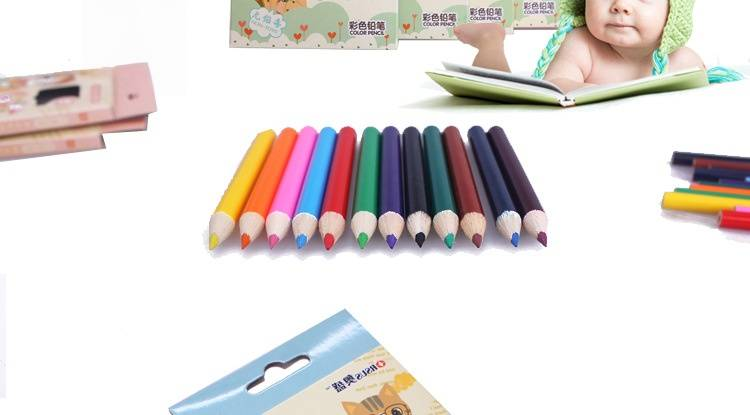 Lápis de madeira curtos vibrantes de 12 cores para crianças - perfeitos para desenhar, rabiscar e projetos de arte | Presente ideal para crianças em idade pré-escolar e jardim de infância_voghion.com
