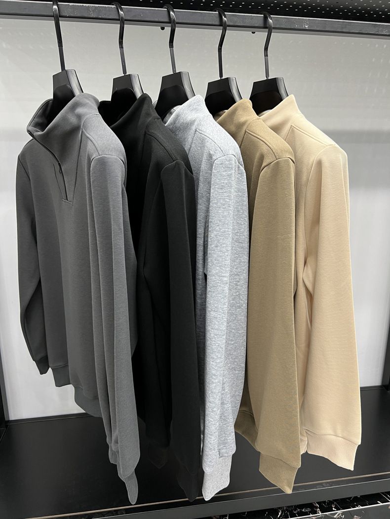 felpa mezza zip uomo manica lunga cerniera dolcevita fondo camicia uomo top marchio alla moda_voghion.com