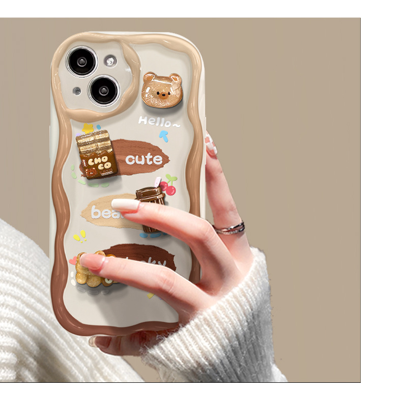 Phone Case Coffee Bear Doll Pendant Suitable Mobile Phone Case Three Dimensional Silicone Cute Soft Shell 12mini_voghion.com
