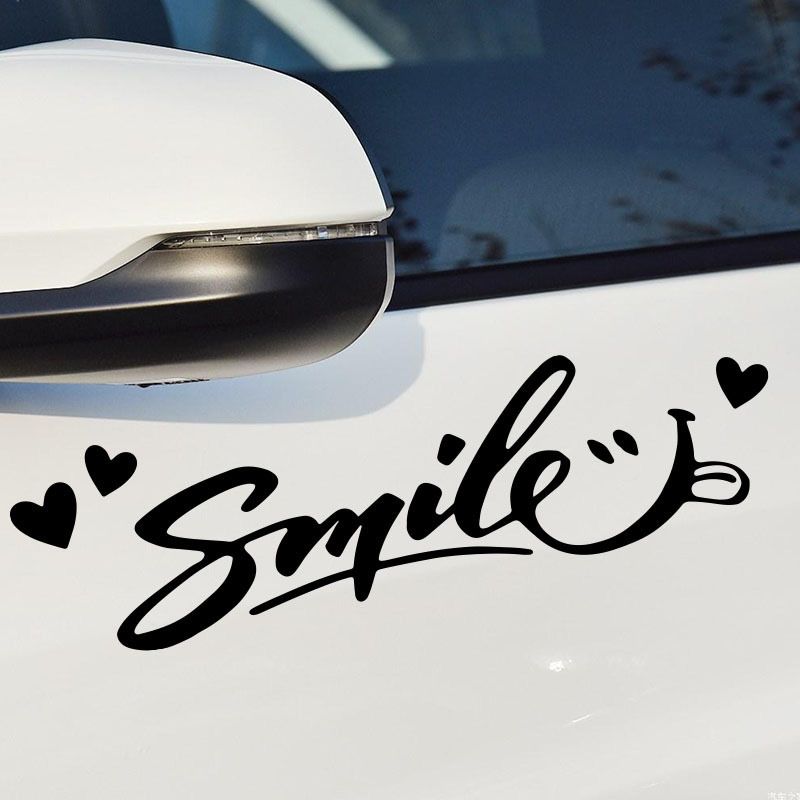 Pegatinas de coche con sonrisa, decoración creativa con personalidad, pegatinas de coche con reflejo láser de colores para la parte trasera del cristal de la carrocería_voghion.com