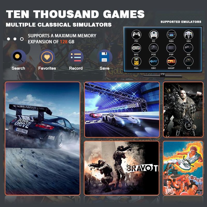 Console de jeu TV sans fil HDMI HD X2 GD10 Home Red Frame_voghion.com
