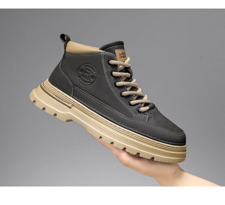 Stivaletti bassi da uomo in stile classico britannico - Stivali Martin retrò con fodera in rete traspirante e comoda soletta in EVA (nero/kaki)_voghion.com