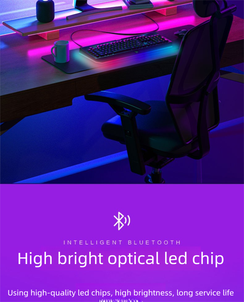 Striscia LED Bluetooth autoadesiva 5V per giochi da tavolo, atmosfera sensibile al suono, sfondo TV USB con cambio colore RGB_voghion.com