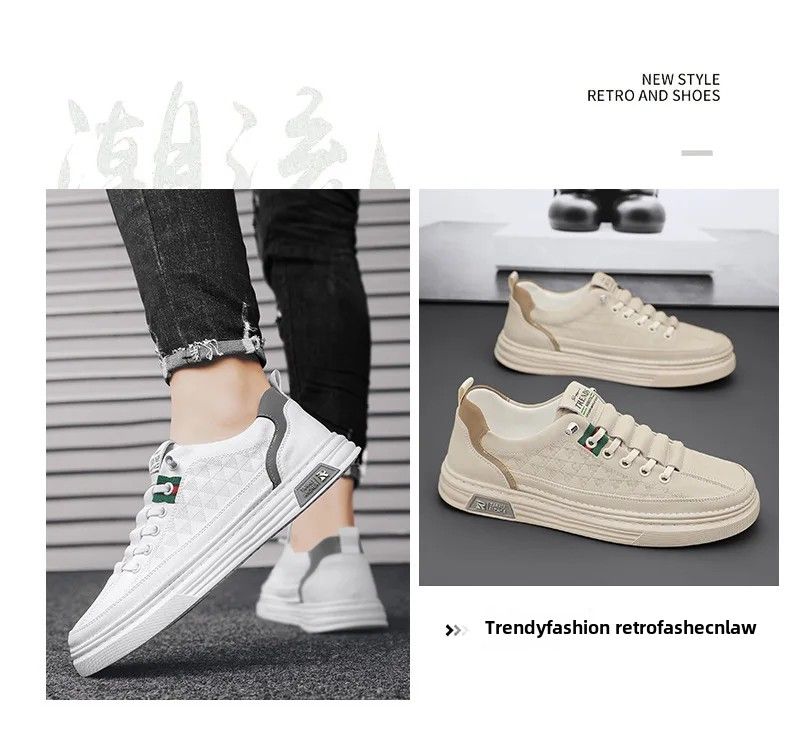 HerfstHeren Veelzijdige Casual Boardschoenen Lichtgewicht Zachte Bodem Waterdichte Kleine Witte Trendy Schoenen Heren Vluchtgevechtslaarzen_voghion.com