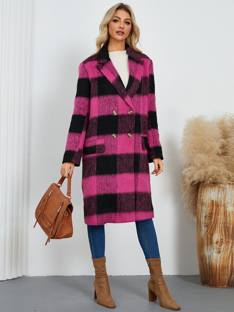 2024 Winter New Long Plaid Double-Sided Wool Coat With High-End Suit Collar Woolen Jacket_voghion.com