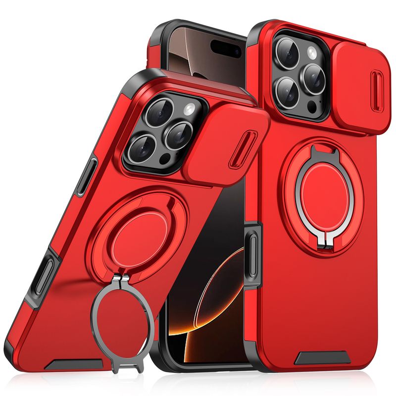Funda para iPhone 16, 15, 14, 13, 12, 11 Pro Max, XS, XR, 8, 7 Plus, con soporte deslizante, protección para cámara, anillo resistente, a prueba de golpes_voghion.com