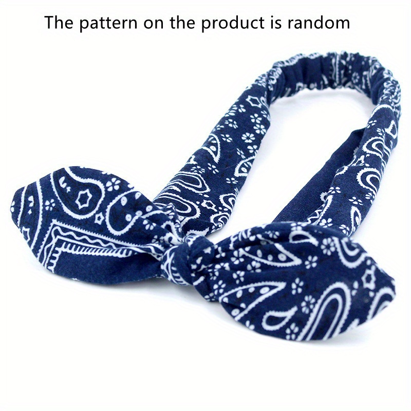 Paisley Print Boho galvos juosta Minkštos galvos juostos Vintage Bowknot elastinės plaukų juostos Plaukų aksesuarai_voghion.com