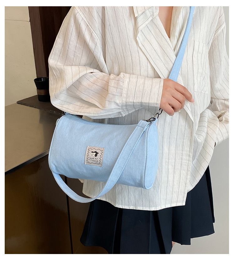 Borsa a secchiello da donna, popolare, casual, in denim, da viaggio, a tracolla, monospalla, cilindrica, da donna_voghion.com