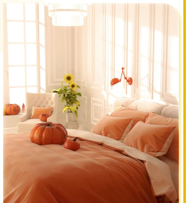 Set minimalista in quattro pezzi in tinta unita composto da lenzuola opache in cotone lavato, copripiumini, biancheria da letto per dormitorio studentesco_voghion.com