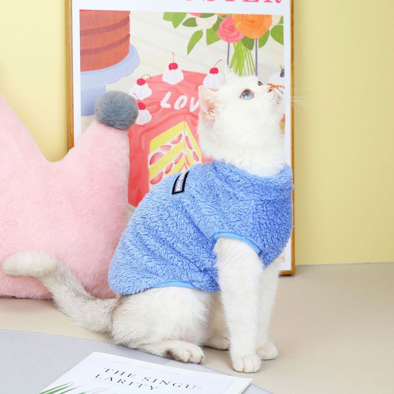 Pet cat outono e novos modelos para gatos azuis, roupas para animais de estimação, calor de inverno, 22 roupas de lã da sorte_voghion.com