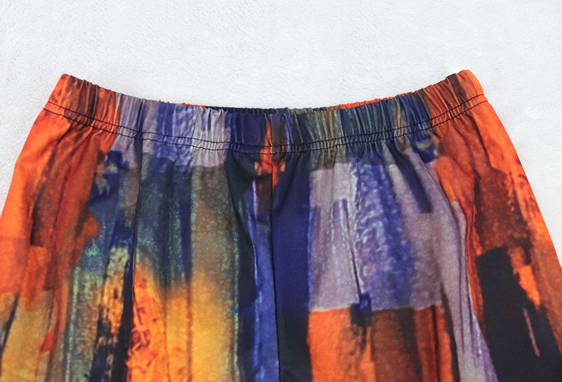 H2192024 Completo due pezzi da donna con scollo a V stampato e pantaloni a maniche lunghe_voghion.com