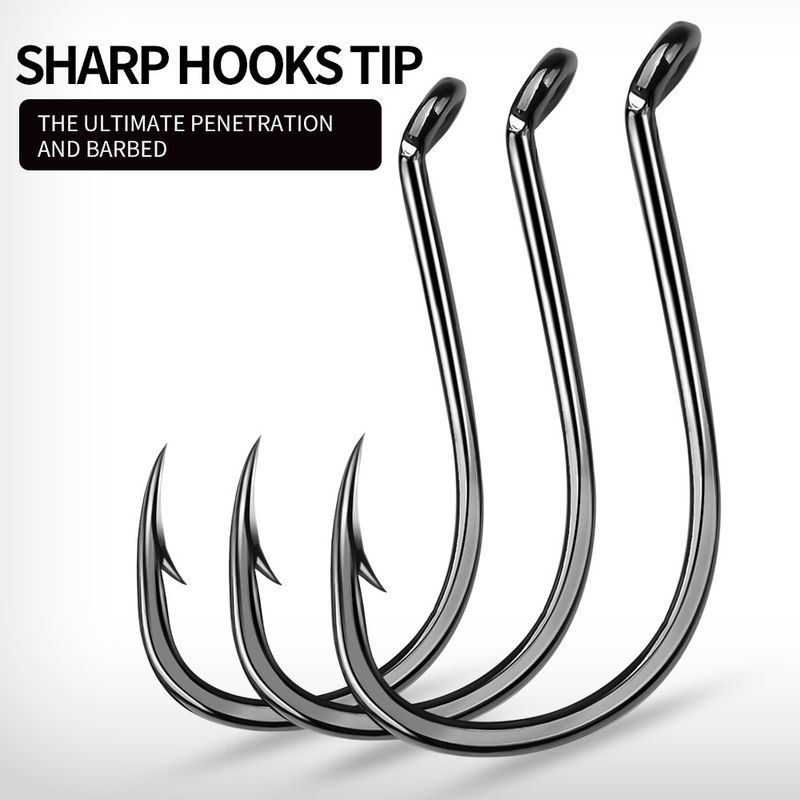 High Carbon Steel Octopus Crooked With Barbed Fish Bulk Cuttlefish Eagle Mouth Curved Handle Single Hook_voghion.com