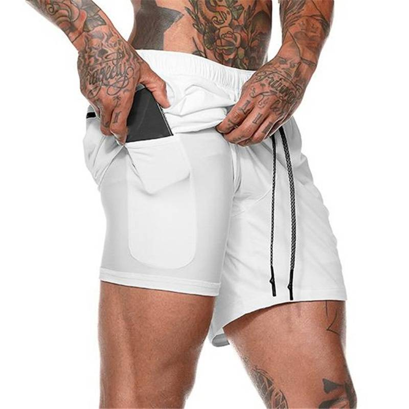 Men's Clothing Sports Shorts Men's Quick-drying Large Size Mesh Boxing Fitness Two-piece Five-point Pants_voghion.com