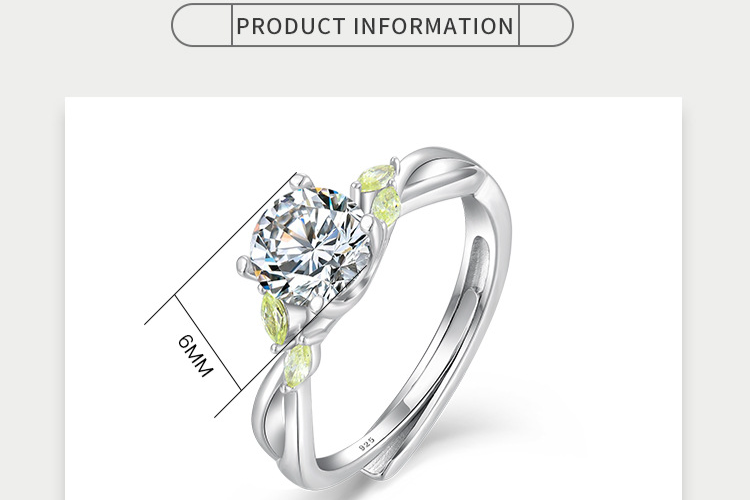 Moda luce lusso anello aperto anello semplice femminile S925 anello in argento sterling con diamanti gioielli gioielli in argento_voghion.com